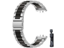 Pulsera de acero inoxidable de tres eslabones, compatible con el Samsung Galaxy Fit3. Negro y plateado Yunzii.