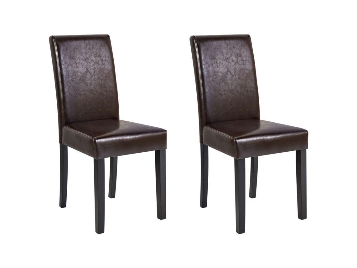 Confortável conjunto de cadeiras de jantar BELIANI Broadway de Pele sintética Castanho 42x59x93