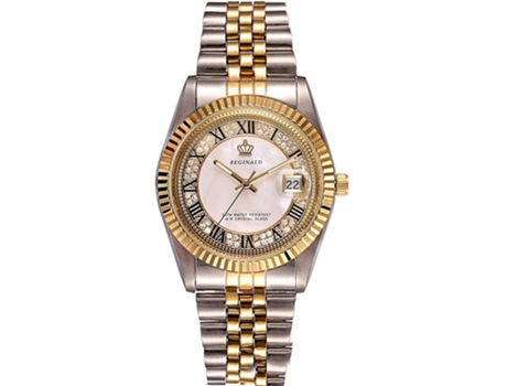 VEANXIN Reloj resistente al agua de acero inoxidable dorado con diamantes-Estuche negro - Negro