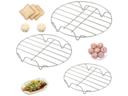 Juego Rebe con 3 parrillas redondas de acero inoxidable para cocinar y enfriar, 17/19/21 cm