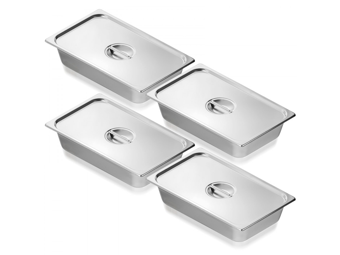 Juego de 4 Ollas de Acero Inoxidable GN 1/1 con Tapa Tekmaquinas