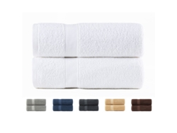 Juego de 2 Toallas de Baño 70x140 cm Algodón de 550 Gsm Blanco TODOCAMA