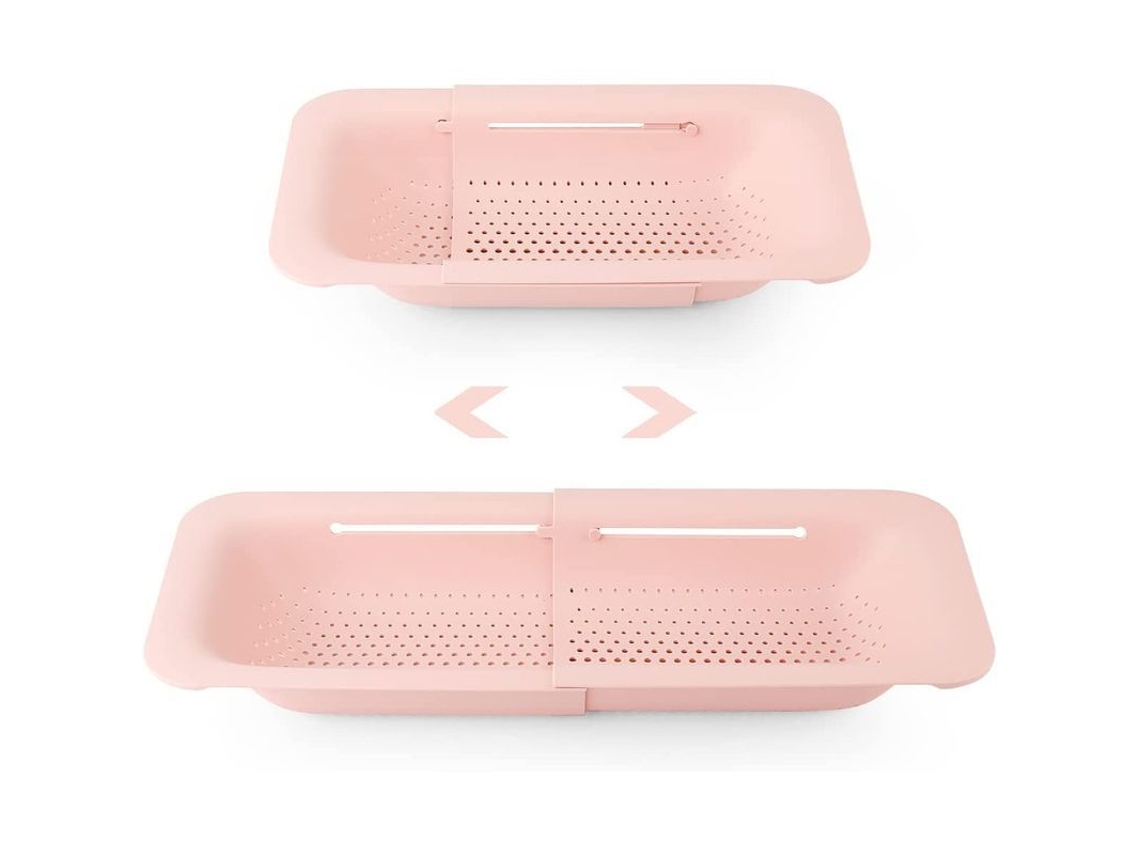 Colador Colapsable Extensible Para Frutas Verduras Pasta Canasta De Escurrido Sobre Fregadero Rosa
