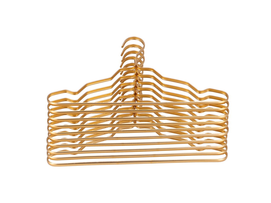 10 perchas de aluminio espacial gruesas, resistentes al desgaste y antideslizantes con ranura para ropa y abrigos.