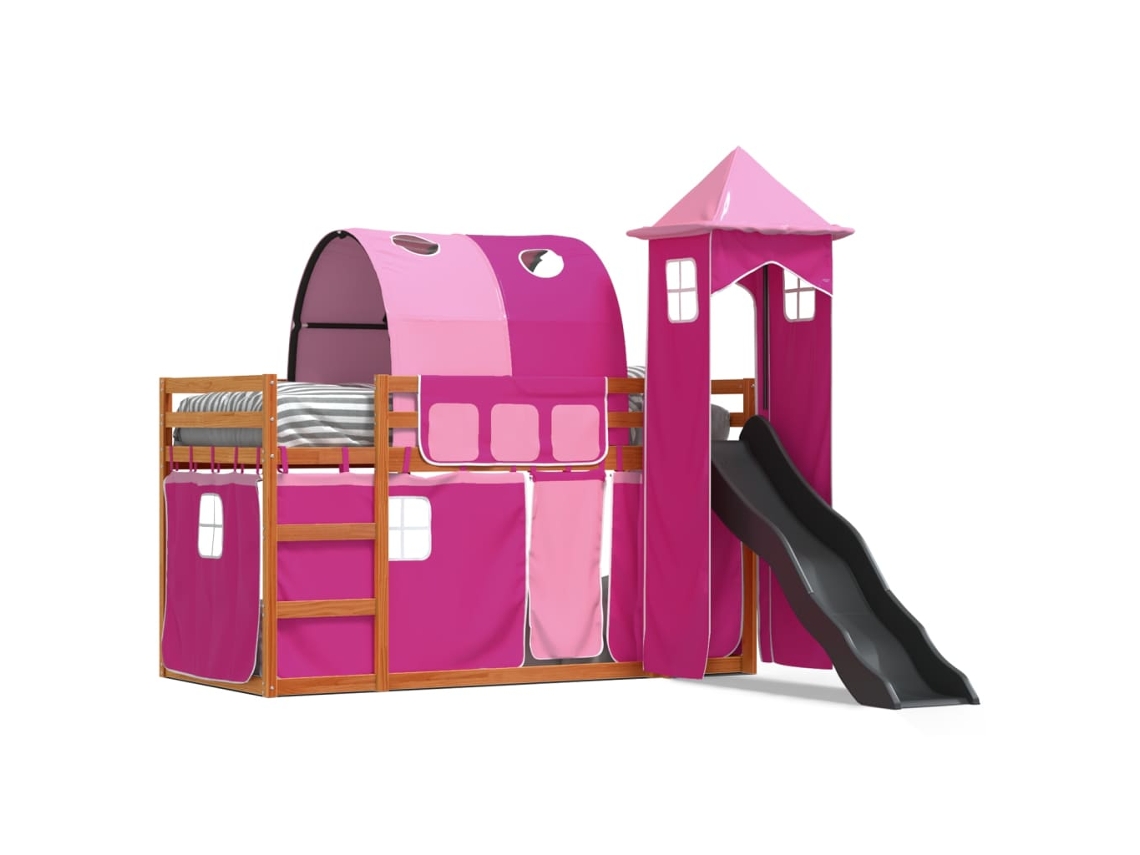 Litera Con Tobogán Y Cortinas 90x200 Cm Rosa Dkd Home Decor