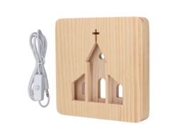 Lámpara De Noche Led 3d De Madera De Pino, Con Diseño De Iglesia Cristiana Y Conexión Usb Para Dormitorio.
