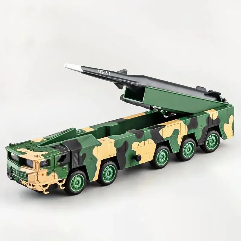 (Verde) Escala 1:50 - Vehículo lanzamisiles en miniatura - Metal fundido a presión - Simulación de sonido y luz - Modelo militar