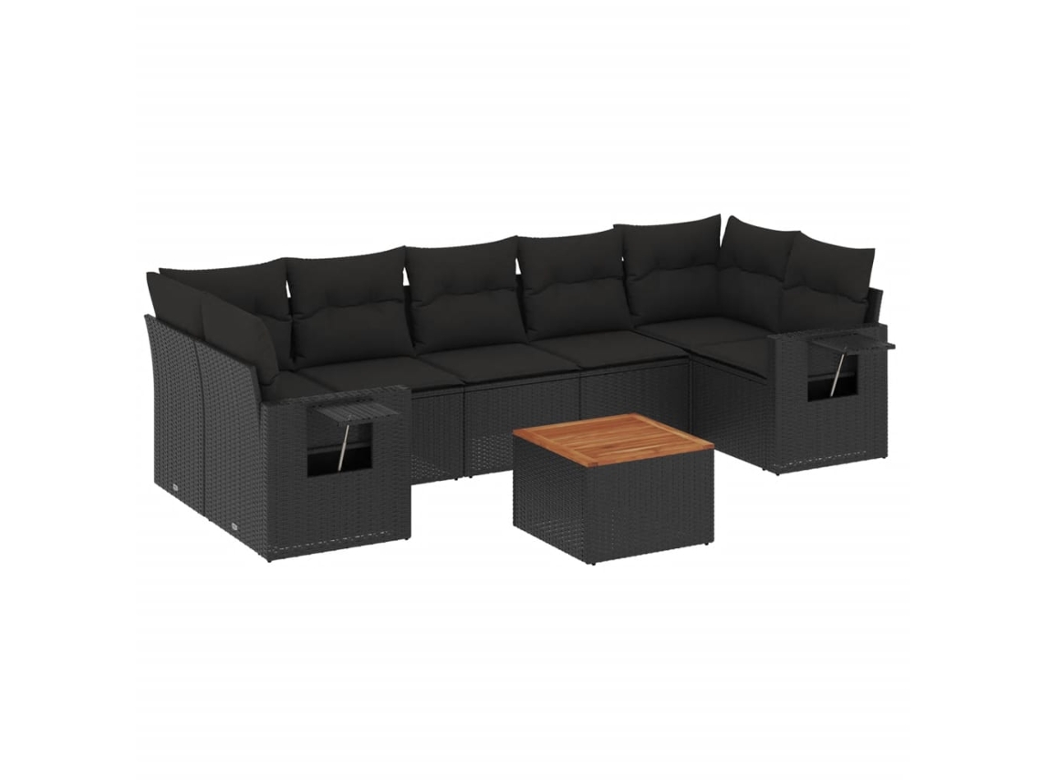 Maison Exclusive - Set De Sofás De Jardín 8 Piezas Y Cojines Ratán Sintético Negro