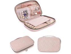 Estuche organizador de joyas Ubiuo para viajes, ideal para collares, pendientes, anillos y pulseras, rosa claro Hengjian