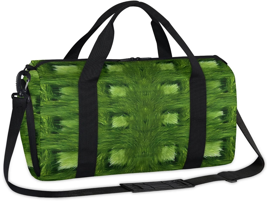 Bolso con estampado geométrico abstracto, 45x21x23cm, tejido de poliéster. Sin marca.