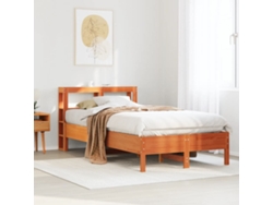 Cama Sin Colchón Madera Maciza De Pino Marrón Cera 100x200 Cm