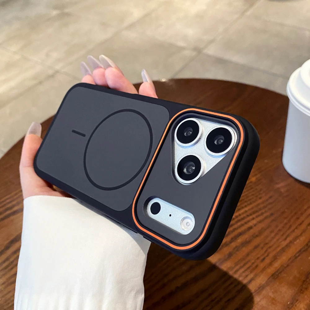 (iphone 12 Pro Max Negro) Funda Magnética Para Teléfono, Cubierta Trasera A Prueba De Golpes