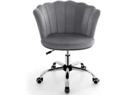 Silla Tocador, Altura Ajustable 74-82 cm, Sillas Escritorio Terciopelo Tapizado con Ruedas Universales COSTWAY