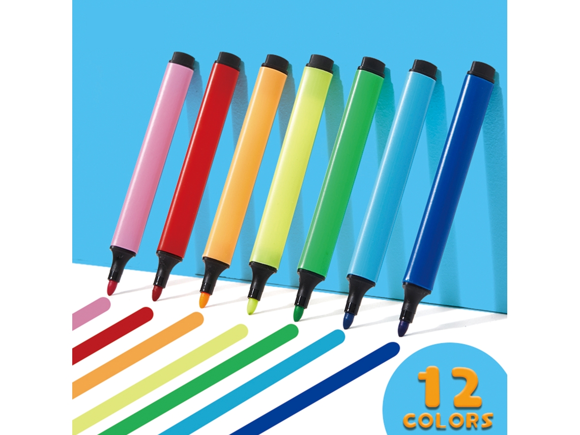 Jielisi Juego De 12 Bolígrafos De Agua Lavables Con Estuche Para Pintar, Dibujar, Colorear, Niños, Estudiantes Y Artistas Principiantes.