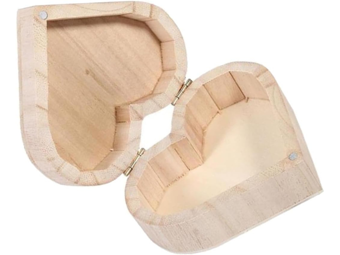 Joyería Madera Forma Corazón Organizador Compacto Anillos Collares Almacenamiento Resistente 1 Pieza Regalo