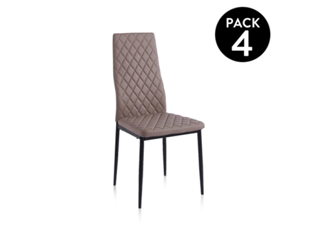 Pack 4 sillas de comedor Crossly símil piel Chocolate - Negro 44 x 98 x cm DUEHOME