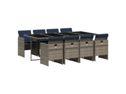 Maison Exclusive - Conjunto De Comedor De Jardín De 9 Piezas Con Cojines, Poliratán Gris