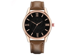 Reloj De Cuarzo Para Hombre Con Correa De Piel Sintética, Esfera Redonda, Estilo Casual De Negocios (marrón Claro Y Negro).