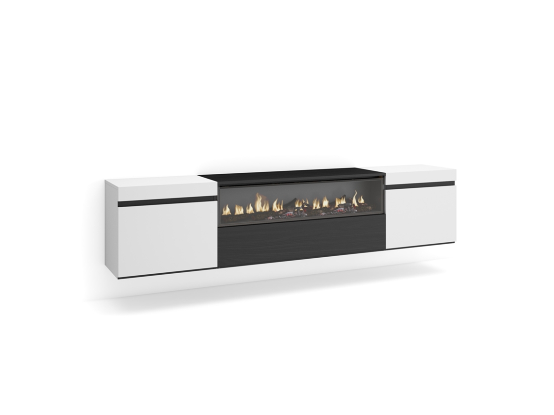 Mueble de TV SKRAUT HOME para TVs hasta 80'' (Blanco - Melamina - 200x35x45 cm)