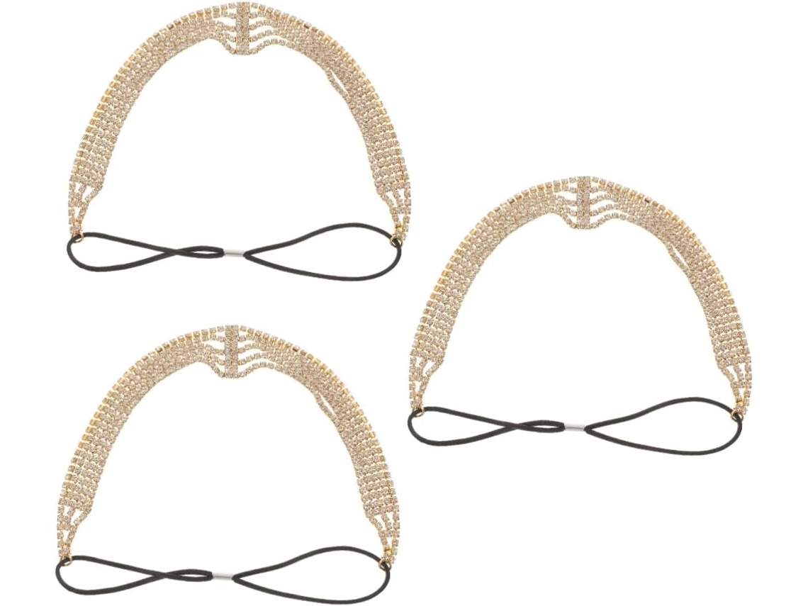 Conjunto De 3 Diademas Elásticas Brillantes Para Mujer, Accesorios Para El Cabello De Novia Con Diamantes De Imitación.