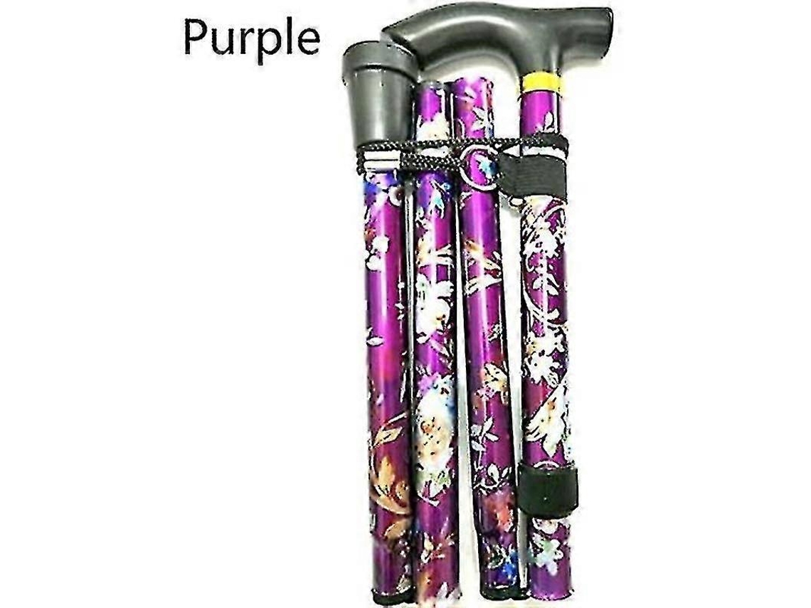Bastón plegable ajustable de aluminio con estampado floral, ideal para senderismo y acampada. Ayuda de movilidad duradera.