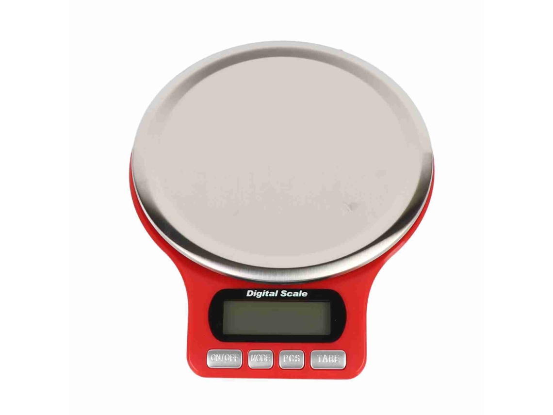 Báscula electrónica digital para alimentos de cocina de 3 kg/0,1 g fabricada en acero inoxidable.