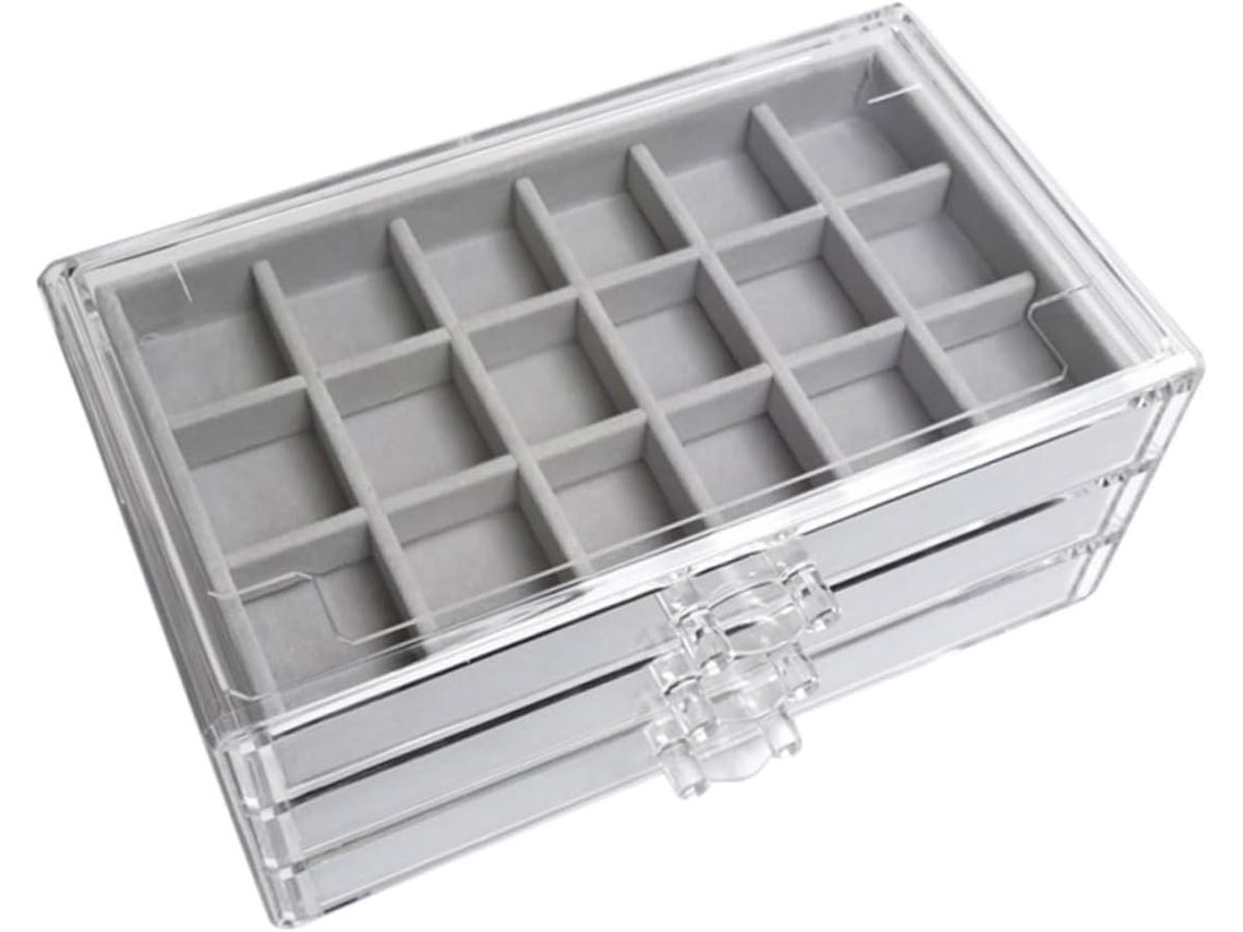 Caja De Almacenamiento De Joyas Compartimentada Para Collares, Anillos Y Pendientes.