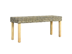 LOVELY HOME Taburete Banco 110Cm Vime Kubu Natural y Madera de Mango Maciza