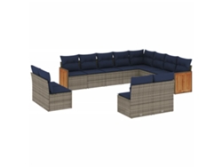Maison Exclusive - Conjunto De Sofá De Jardín De 12 Piezas Con Cojines, Poliratán Gris