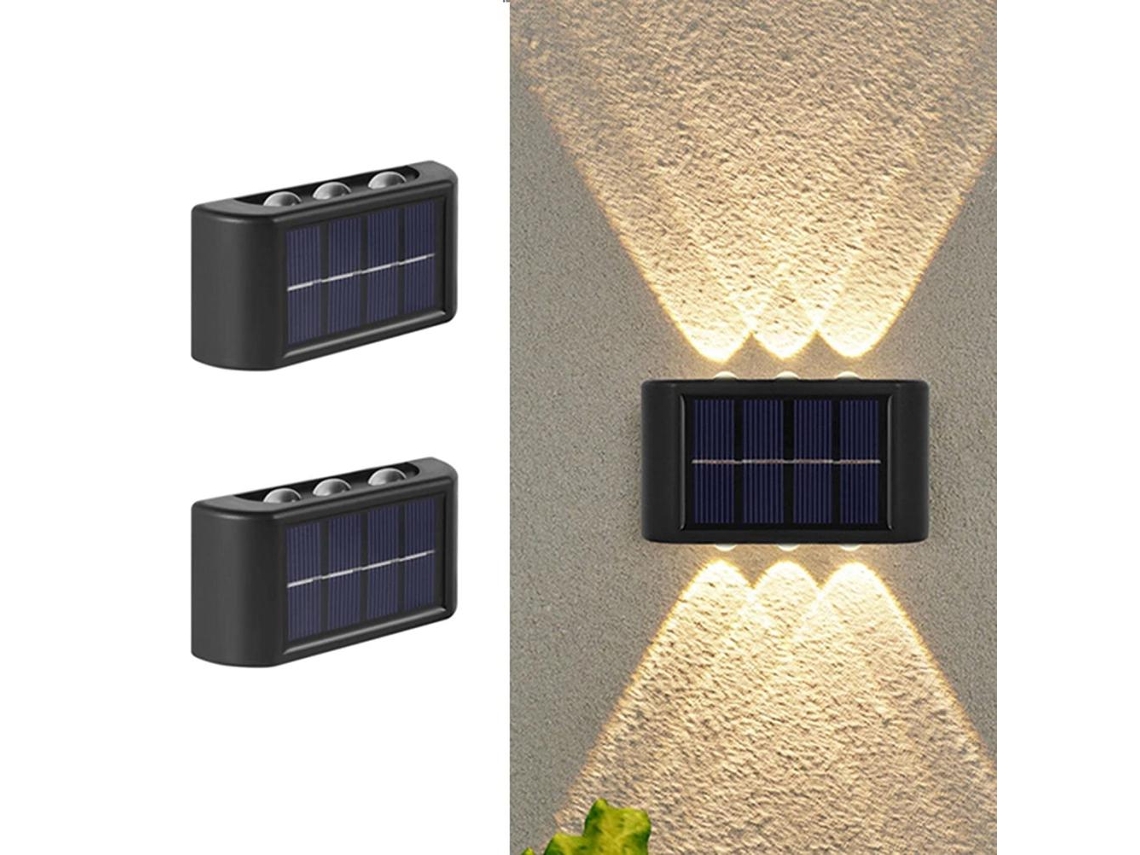 Rebe-2 Piezas Lámparas De Pared Solar Arriba Y Abajo Impermeables Led Para Jardín Patio Garaje Camino Exterior Interior