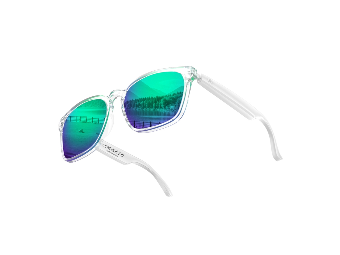 Gafas inteligentes Chrui A10 con traducción por IA y Bluetooth, ideales para videollamadas y fotos (transparentes e iridiscentes)