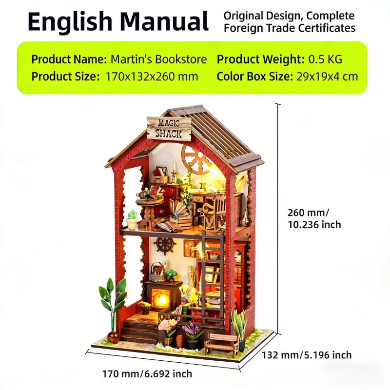 Rincón De Lectura De Villa De Lujo, Casa Miniatura De Madera En 3d, Modelo En Miniatura