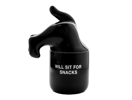 FISURA – Bote para premios original “Will sit”. Recipiente para comida de mascota negro. Tarro para chuches de mascotas. Bote para conservar alimen...