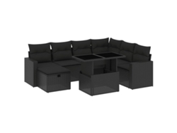 Conjunto 8 de sofás de jardín VIDAXL y cojines ratán sintético negro