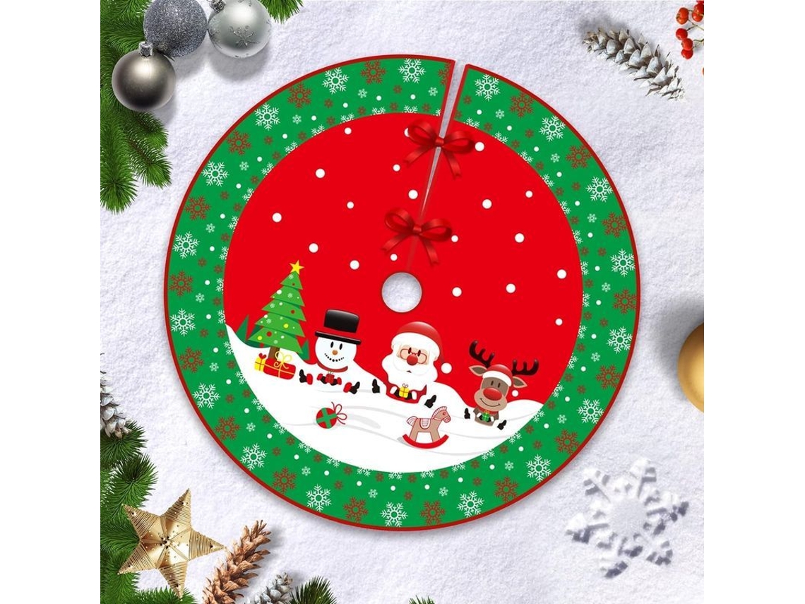 Falda Para Árbol De Navidad De 90 Cm, Base De Algodón Suave, Decoración Navideña Roja