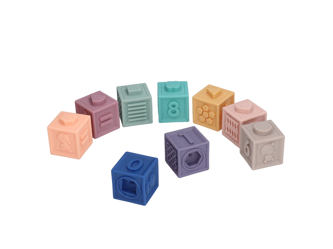 Ats-bloques De Silicona Suave Para Bebés Niños, Juguetes De Baño, Construcción Educatsiva Temprana, Bloques Sensoriales Y Rompecabezas