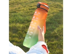 Botella deportiva de 1 litro con indicador de tiempo y diseño degradado, a prueba de fugas. Mdug (naranja)