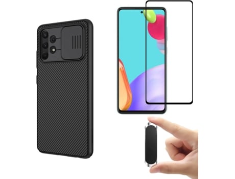 Kit Protector Full Cover Samsung A72 5G PHONESHIELD Camshield y Soporte Multifunción Negro