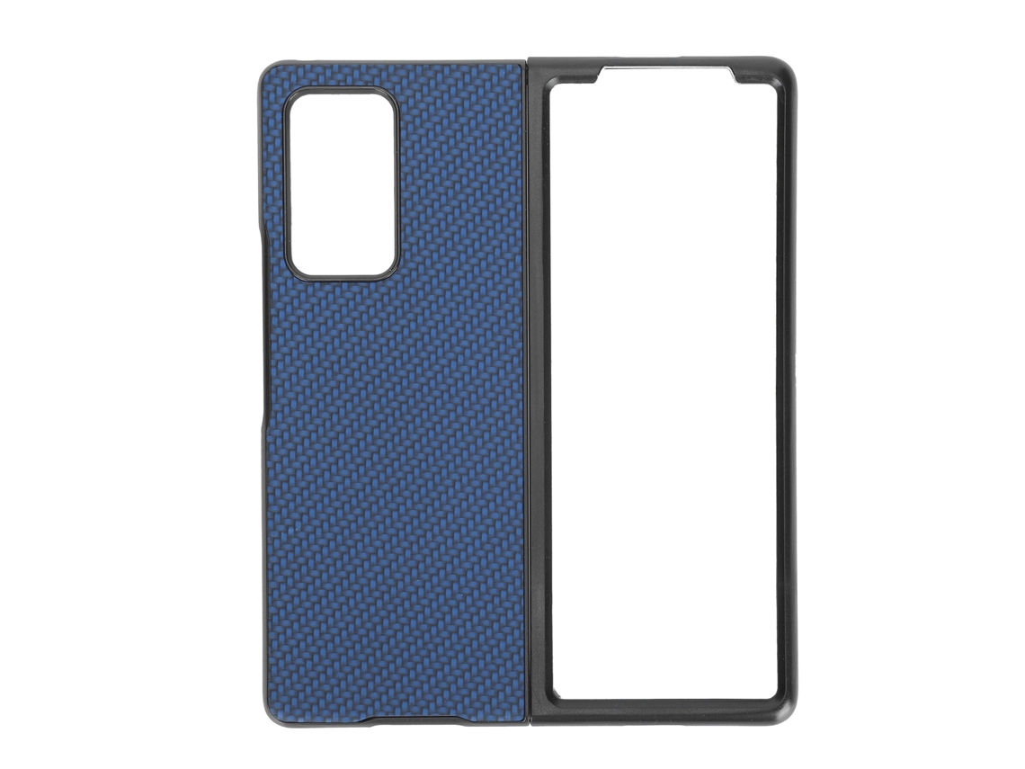 Capa De Couro Com Textura De Fibra De Carbono Para Samsung Galaxy Z Fold 2 Anti-queda Azul