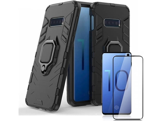 Kit Carcasa y Protector Cristal 5D Samsung Galaxy S10e Military Defender Negro