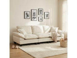 Sofá Modular Chenilla 3 Plazas Con Brazos Curvos Beige