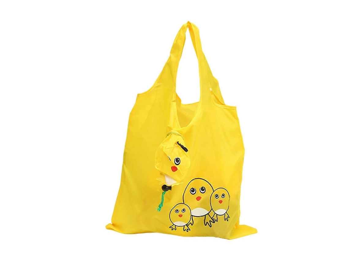 Bolsa de compras con asa resistente, buen agarre, diseño de dibujos animados, bolsa de supermercado plegable, estampado de animales, para guardar fruta, GOKOCO