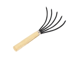 Tamiz Manual De Jardín Con 5 Dientes De Acero, Mango De Madera, Diseño Ergonómico, Para Labrar La Tierra.