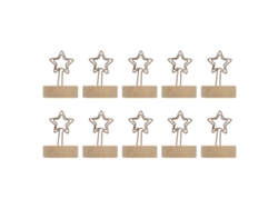 10 Portavasos Vertical Log Estrella Madera Clip Notas Tarjetas Decoración Mesa