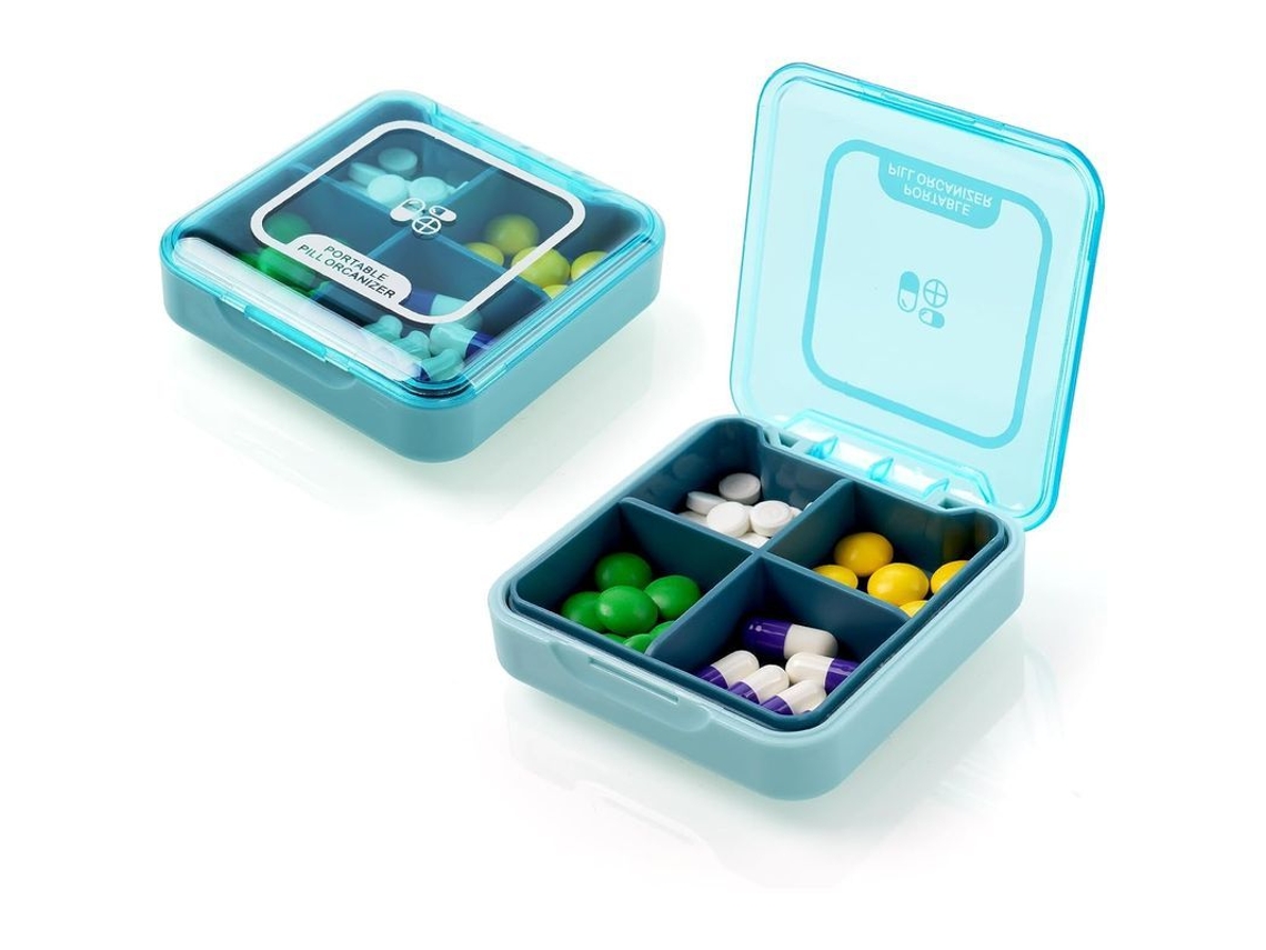 Organizador De Pastillas Con 4 Compartimentos, Caja Portátil Para Guardar Vitaminas, Aceite De Hígado De Bacalao Y Suplementos.