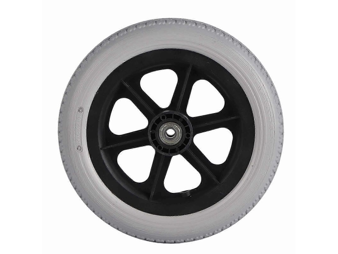 Rueda Silla Ruedas 12" Poliuretano Antideslizante, Neumático Trasero Sólido Reemplazo Gris