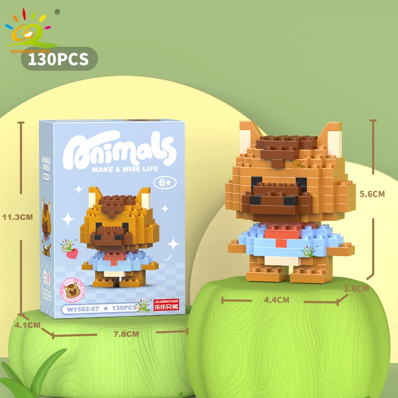 Bloques de construcción en miniatura de animales adorables, modelo de diamante 3D, juguete para armar