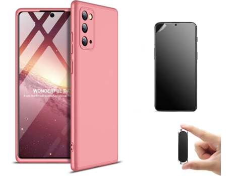 Kit Carcasa, Protector Y Soporte Samsung Note 20 Ultimatte Slim Armor 360º Rosa