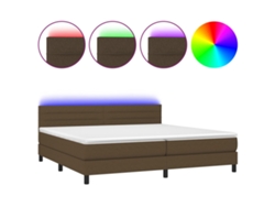 Maison Exclusive - Cama Box Spring Colchón Luces Led Tela Marrón Oscuro 200x200 Cm