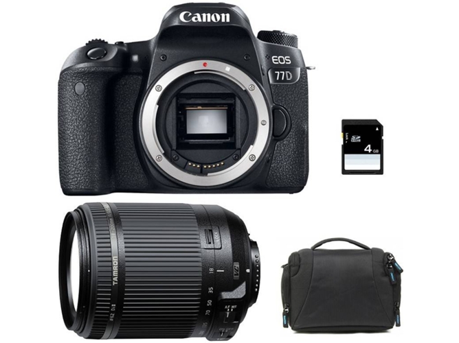 Kit Cámara Réflex CANON EOS 77D + Tamron 18-200 VC + Bolsa + SD 4Go